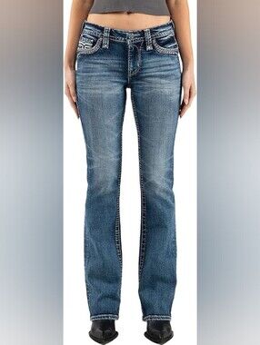 Rock Revival Yiu Women's Medium Blue Bootcut Jeans Size 24